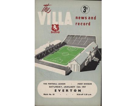 ASTON VILLA V EVERTON 1956-57 FOOTBALL PROGRAMME