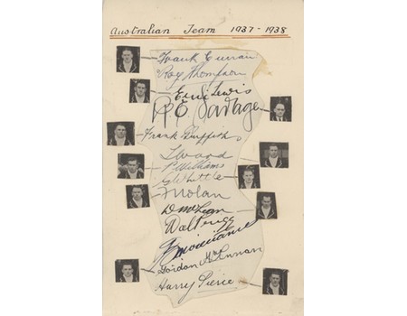 AUSTRALIA RUGBY LEAGUE TEAM 1937-38 SIGNED ALBUM PAGE