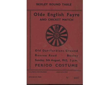 BEXLEY ROUND TABLE OLDE ENGLISH FAYRE AND CRICKET MATCH 1962