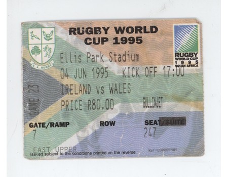 IRELAND V WALES 1995 (WORLD CUP) RUGBY UNION TICKET