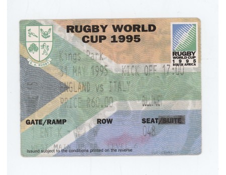 ENGLAND V ITALY 1995 (WORLD CUP) RUGBY UNION TICKET