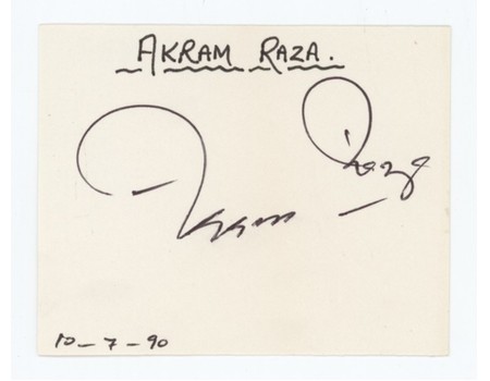 AKRAM RAZA (PAKISTAN) CRICKET AUTOGRAPH