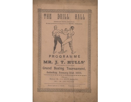 THE DRILL HALL (WOOLWICH) 1903 BOXING PROGRAMME