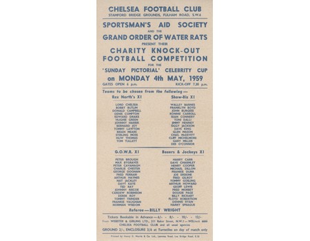 CHARITY KNOCK-OUT FOOTBALL COMPETITION 1959 (STAMFORD BRIDGE) FLYER