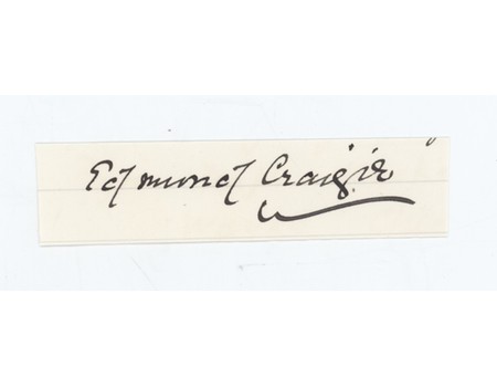 EDMUND CRAIGIE (MCC) CRICKET AUTOGRAPH - AN EARLY VICTIM OF W.G. GRACE