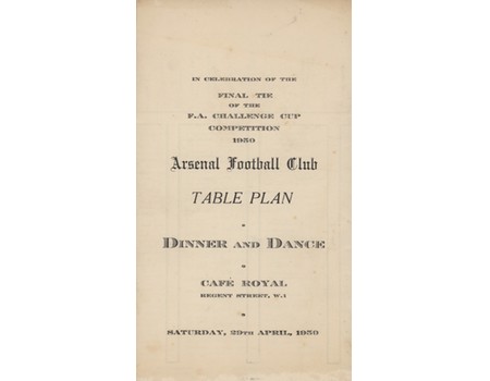 ARSENAL 1950 FA CUP FINAL DINNER & DANCE - TABLE PLAN