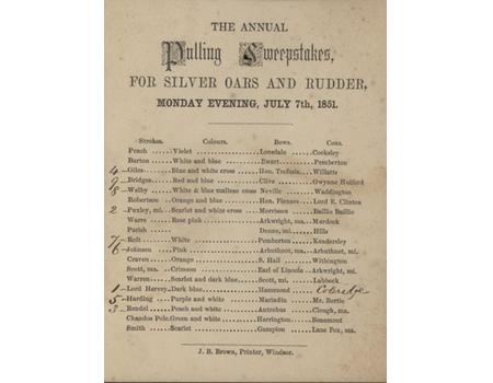 PULLING SWEEPSTAKES 1851 OFFICIAL PROGRAMME