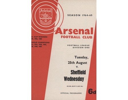 ARSENAL 1964-65 BOUND SET OF HOME FOOTBALL PROGRAMMES