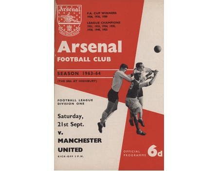 ARSENAL 1963-64 BOUND SET OF HOME FOOTBALL PROGRAMMES