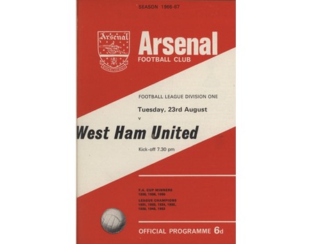 ARSENAL 1966-67 BOUND SET OF HOME FOOTBALL PROGRAMMES