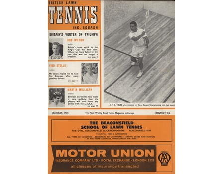 BRITISH LAWN TENNIS, INCORPORATING SQUASH - JANUARY TO DECEMBER 1965 (12 MAGAZINES)