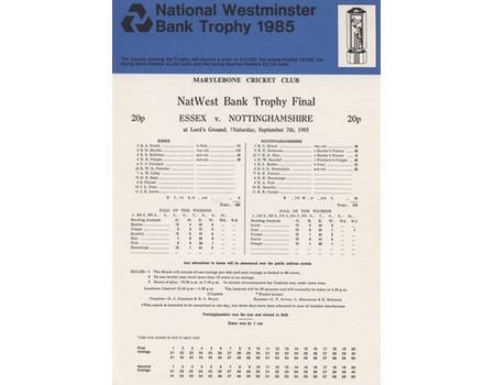 ESSEX V NOTTINGHAMSHIRE 1985 (LORD