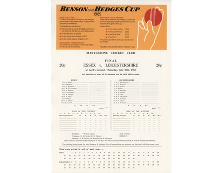 ESSEX V LEICESTERSHIRE 1985 (LORD