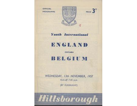 ENGLAND V BELGIUM (YOUTH INTERNATIONAL) 1957-58 FOOTBALL PROGRAMME