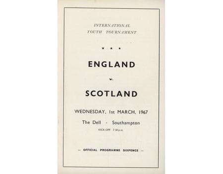 ENGLAND V SCOTLAND (YOUTH INTERNATIONAL) 1966-67 FOOTBALL PROGRAMME - THE DELL