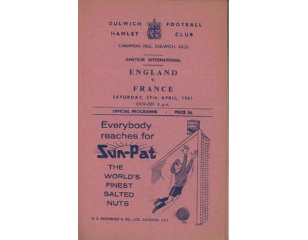 ENGLAND V FRANCE (AMATEUR INTERNATIONAL) 1960-61 FOOTBALL PROGRAMME