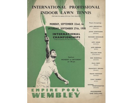 INDOOR LAWN TENNIS TOURNAMENT 1958 (WEMBLEY) PROGRAMME