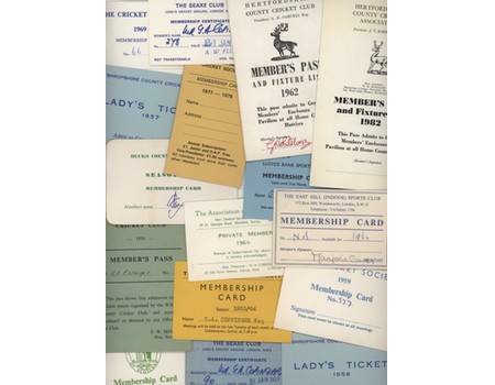 A COLLECTION OF MEMBERSHIP CARDS AND PASSES FOR CLUB AND MINOR COUNTY CRICKET