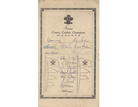 SURREY 1958 CRICKET AUTOGRAPHS (COUNTY CHAMPIONS)