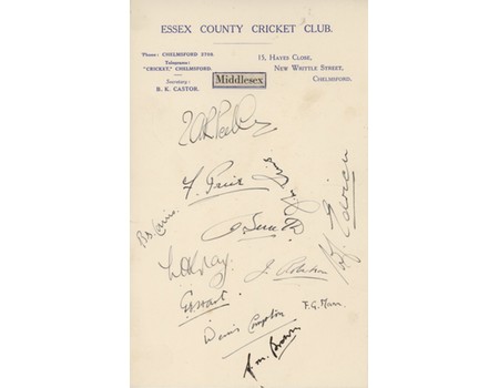 MIDDLESEX 1939 CRICKET AUTOGRAPHS