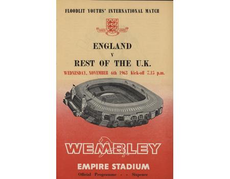 ENGLAND (YOUTH) V REST OF THE UK (YOUTH) 1963-64 FOOTBALL PROGRAMME