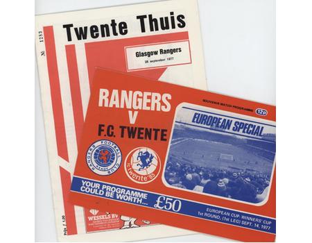 RANGERS V FC TWENTE 1977-78 (EUROPEAN CUP WINNERS CUP, BOTH LEGS) FOOTBALL PROGRAMME