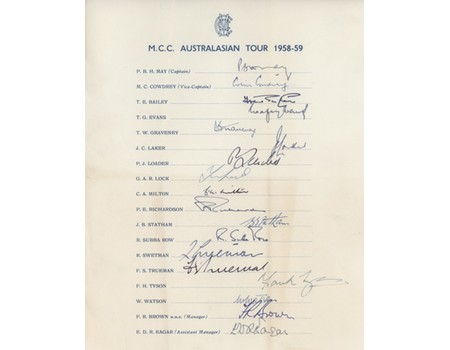 ENGLAND 1958-59 (TOUR TO AUSTRALIA) CRICKET AUTOGRAPHS