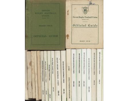 DEVON RUGBY FOOTBALL UNION OFFICIAL GUIDE/HANDBOOK 1950-2015 (44 VOLUMES)