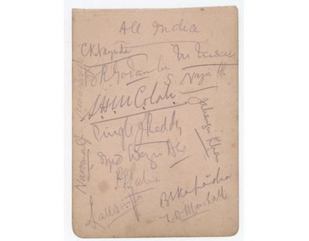 INDIA 1932 CRICKET AUTOGRAPHS