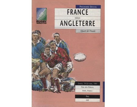 FRANCE V ENGLAND 1991 WORLD CUP RUGBY PROGRAMME