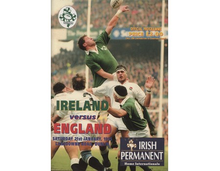 IRELAND V ENGLAND 1995 RUGBY PROGRAMME