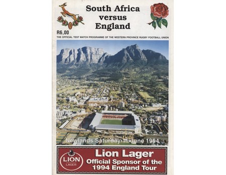 SOUTH AFRICA V ENGLAND 1994 (SECOND TEST) RUGBY PROGRAMME