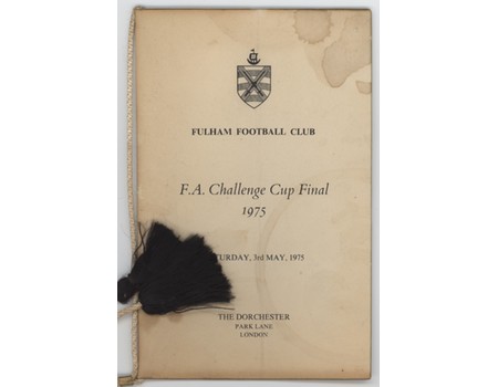 FULHAM FOOTBALL CLUB 1975 (FA CUP FINAL) DINNER MENU