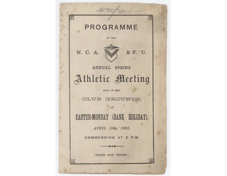 NEWPORT RUGBY CLUB 1882 ATHLETICS PROGRAMME - FEATURING MEMBERS OF THE VERY FIRST WELSH RUGBY TEAM