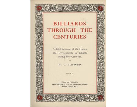 BILLIARDS THROUGH THE CENTURIES