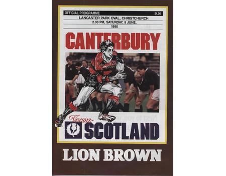 CANTERBURY V SCOTLAND 1990 RUGBY PROGRAMME