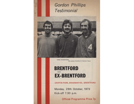 BRENTFORD V EX BRENTFORD (GORDON PHILLIPS TESTIMONIAL) 1973-74 FOOTBALL PROGRAMME