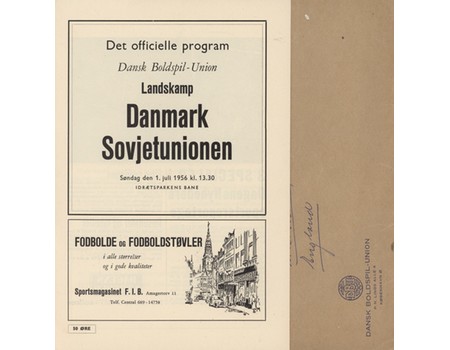 DENMARK V USSR 1956 FOOTBALL PROGRAMME