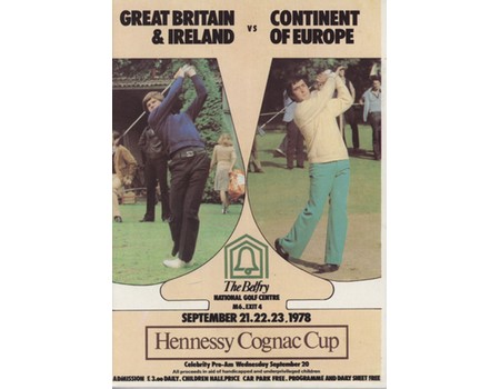 GB & IRELAND V EUROPE 1978 (HENNESSY COGNAC CUP) GOLF PROGRAMME