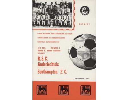 ANDERLECHT V SOUTHAMPTON (ECWC QUARTER FINAL) 1976-77 FOOTBALL PROGRAMME