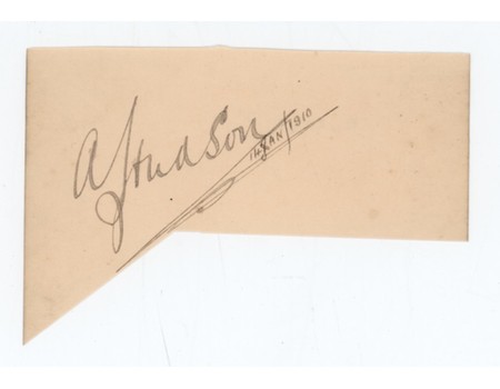 ARTHUR HUDSON (ENGLAND) 1910 RUGBY AUTOGRAPH