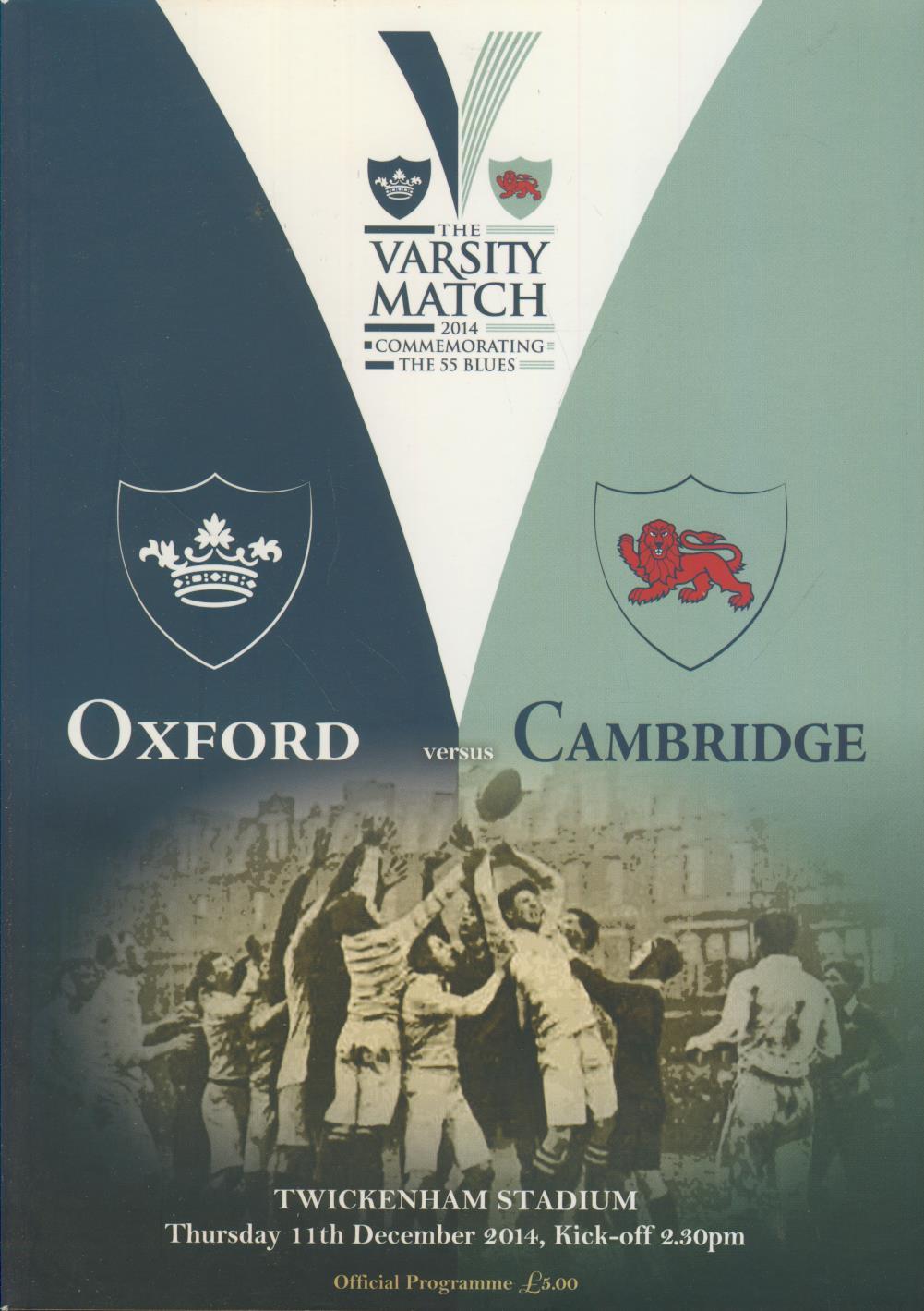 OXFORD V CAMBRIDGE VARSITY MATCH 2014 RUGBY PROGRAMME - Rugby Union ...