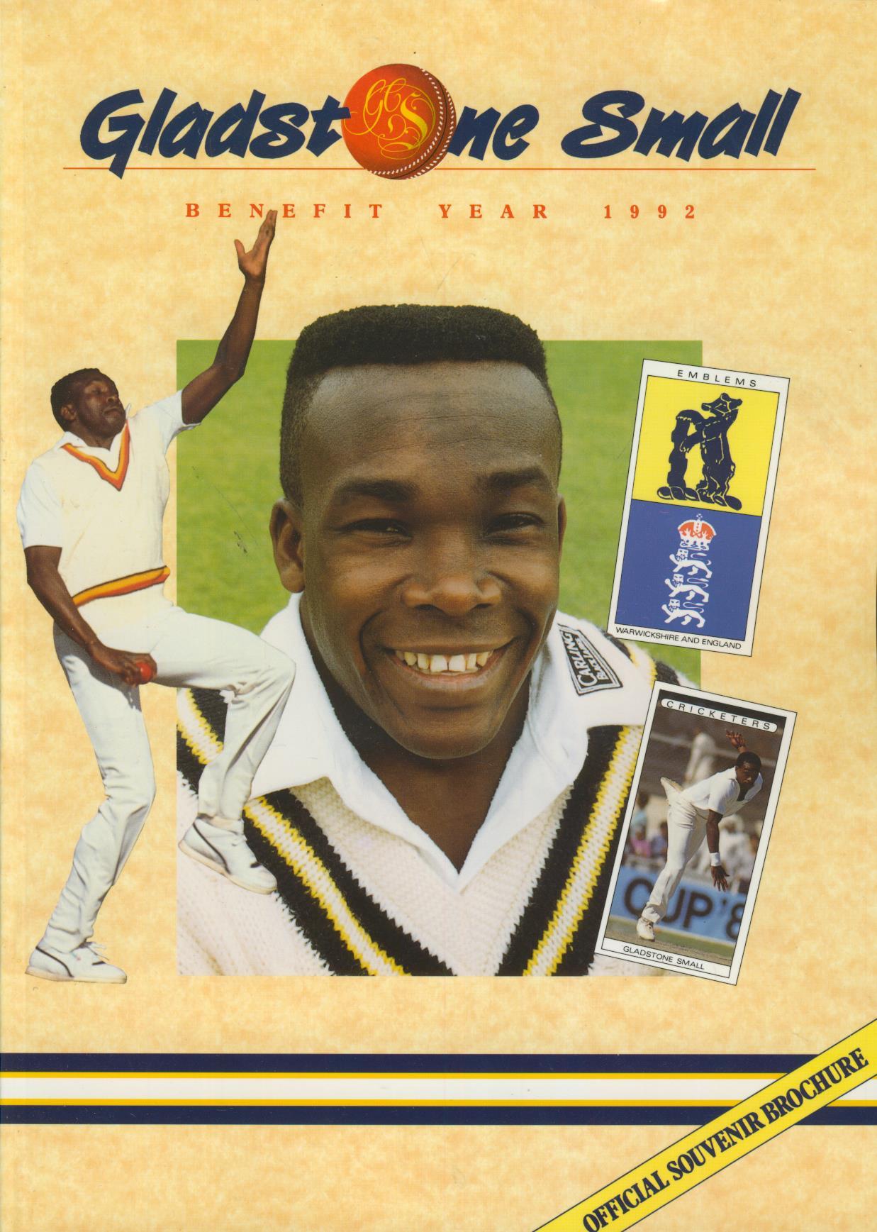 GLADSTONE SMALL (WARWICKSHIRE) 1992 SIGNED CRICKET BENEFIT BROCHURE ...