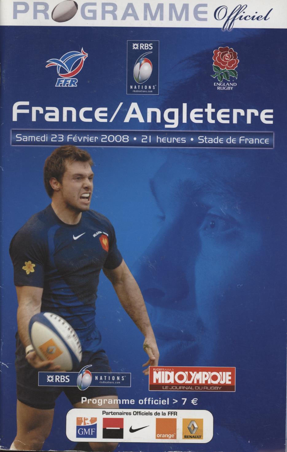 FRANCE V ENGLAND 2008 RUGBY PROGRAMME - France Rugby Union Programmes ...