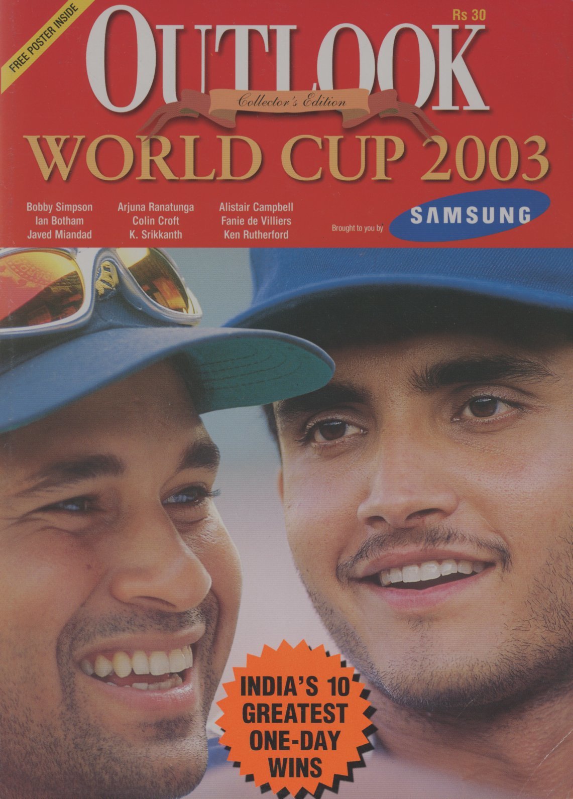 OUTLOOK CRICKET WORLD CUP 2003 Cricket Brochures & Booklets