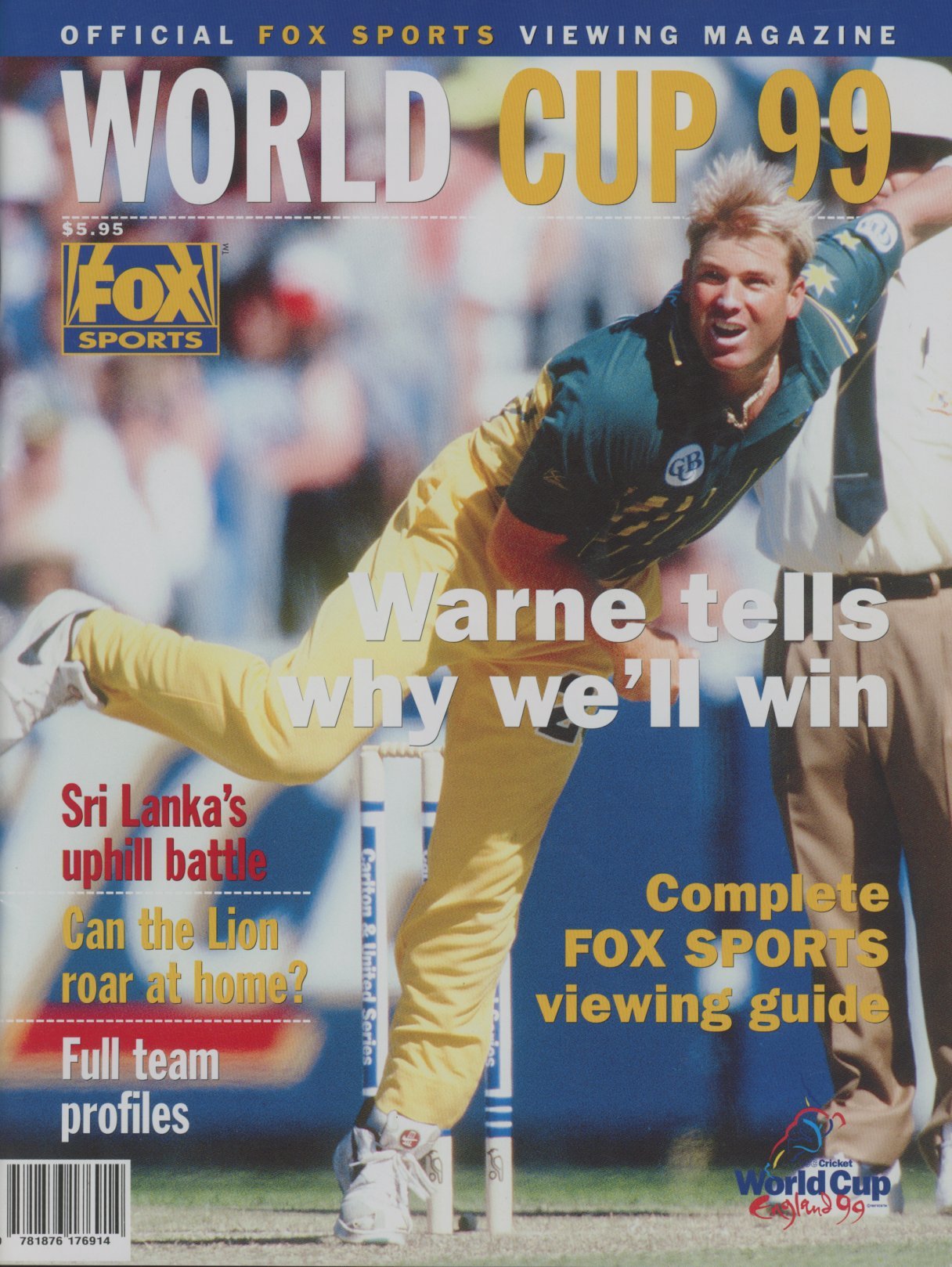 FOX SPORTS CRICKET WORLD CUP 99 Cricket Brochures & Booklets