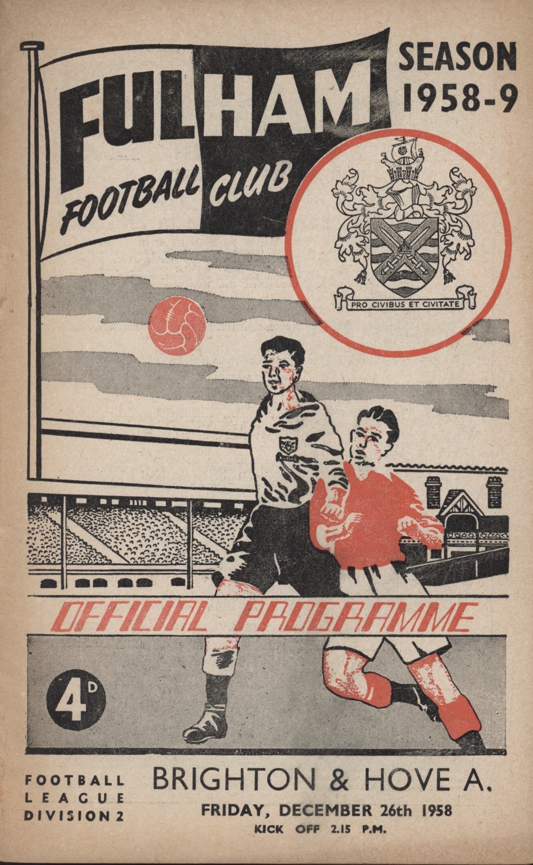 FULHAM V BRIGHTON & HOVE ALBION 1958-59 FOOTBALL PROGRAMME - Football ...