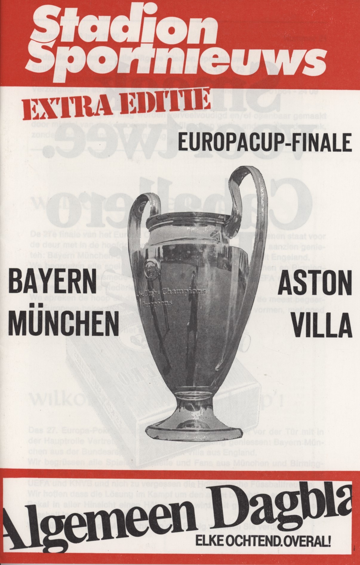 Bayern Munich V Aston Villa 1982 European Cup Final Football